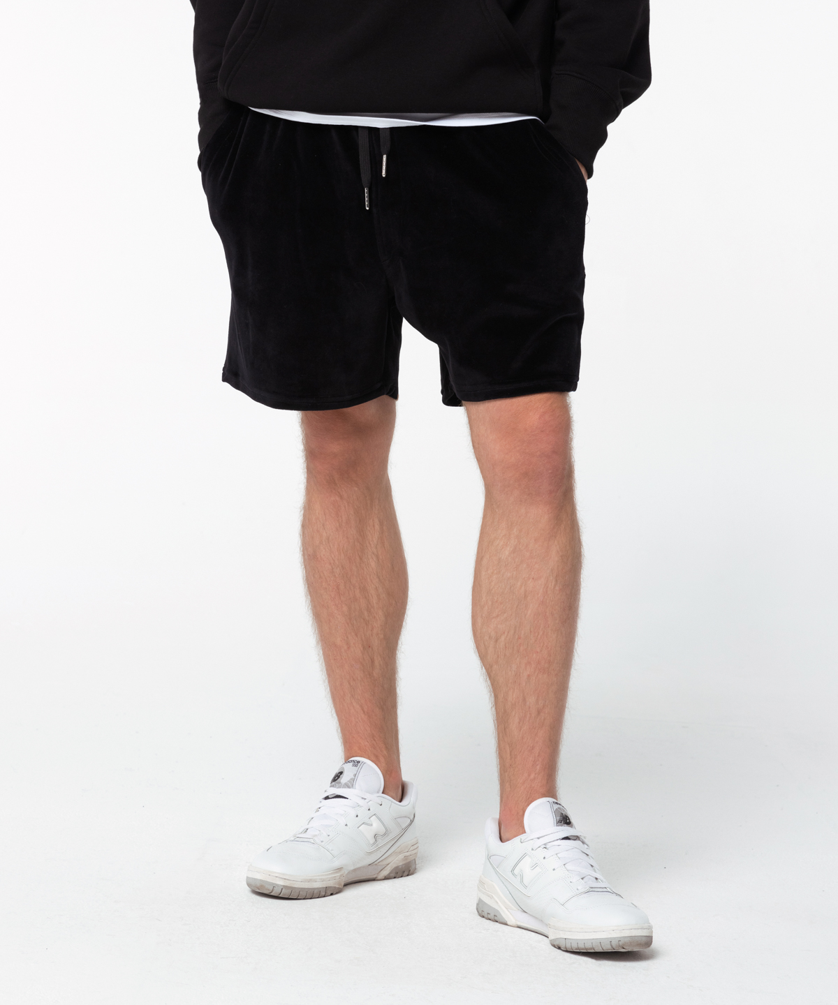 Men's velour shorts, BLACK – BASICLO