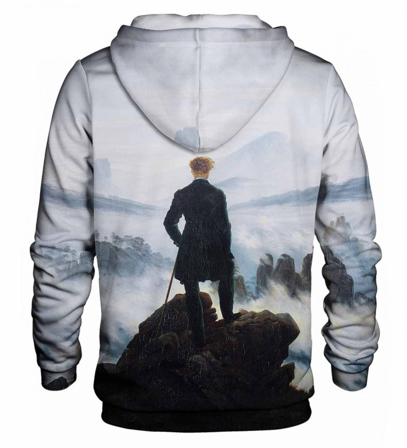 Printed hoodie Wanderer above sea fog