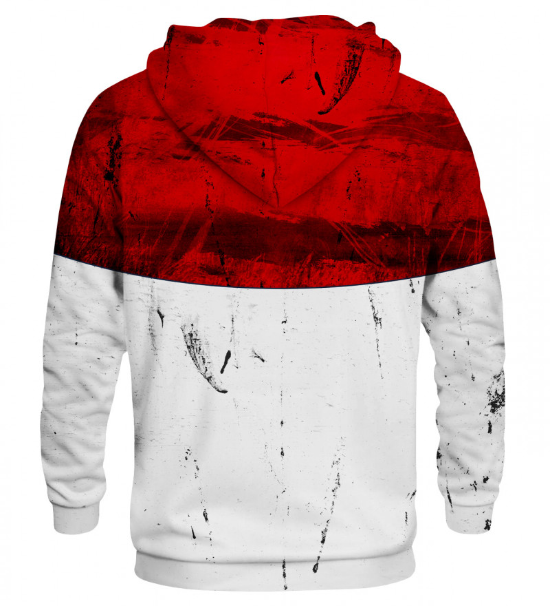 Printed Hoodie - Red and White 