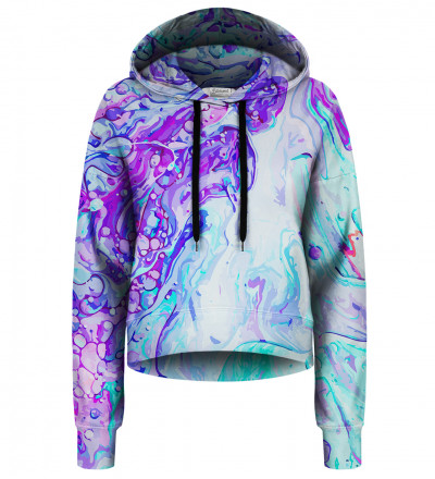 Blue Marble cropped hoodie without pocket