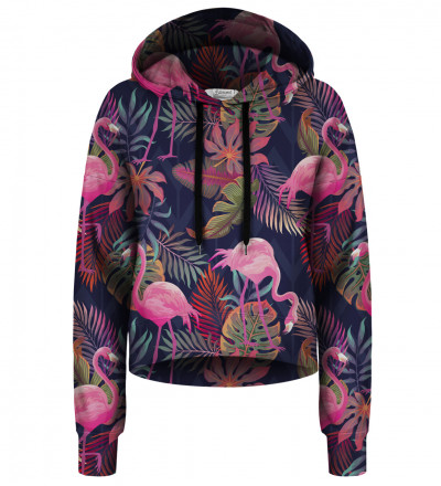 Crop hoodie bez kieszeni Flamingos