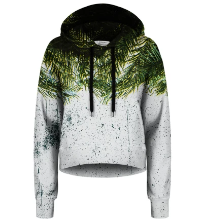 Crop hoodie bez kieszeni Palm Leaves