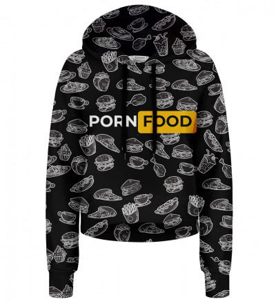 Crop hoodie bez kieszeni Porn Food