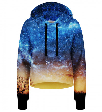 Crop hoodie bez kieszeni Safari