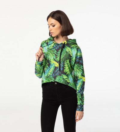 Crop hoodie bez kieszeni Tropical