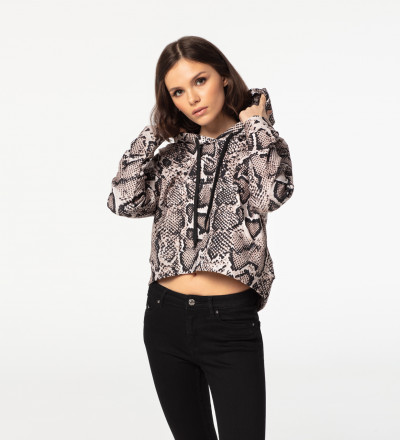 Crop hoodie bez kieszeni Snake Skin