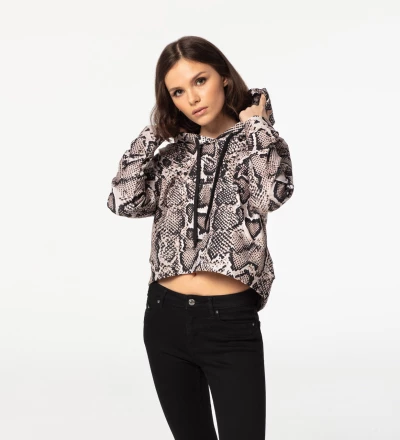 Snake Skin cropped hoodie without pocket