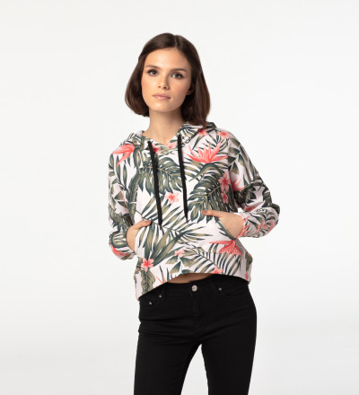 Crop hoodie Jungle Flowers