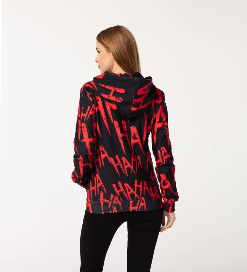 Just Hahaha Red womens zip up hoodie