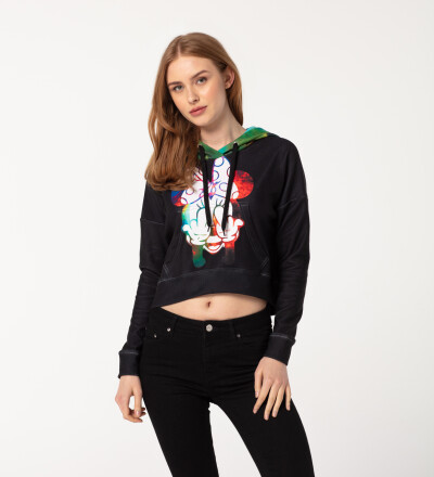 Rebel Girl Gradient cropped hoodie without pocket