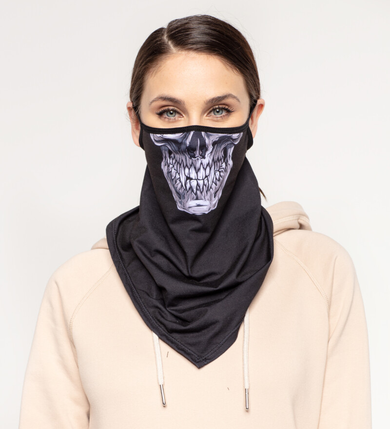 Grey Skull womens bandana face mask