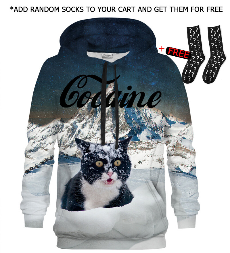 Printed Hoodie - Cocaine Cat