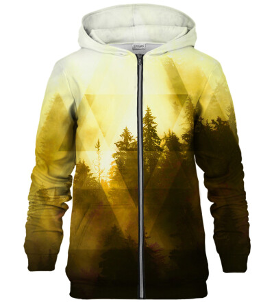 Symmetrical Yellow Forest zip up hoodie