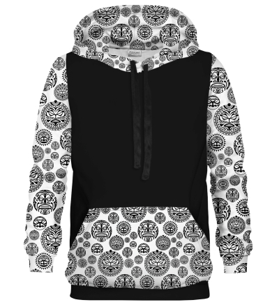 Polynesian Pattern black Cotton hoodie