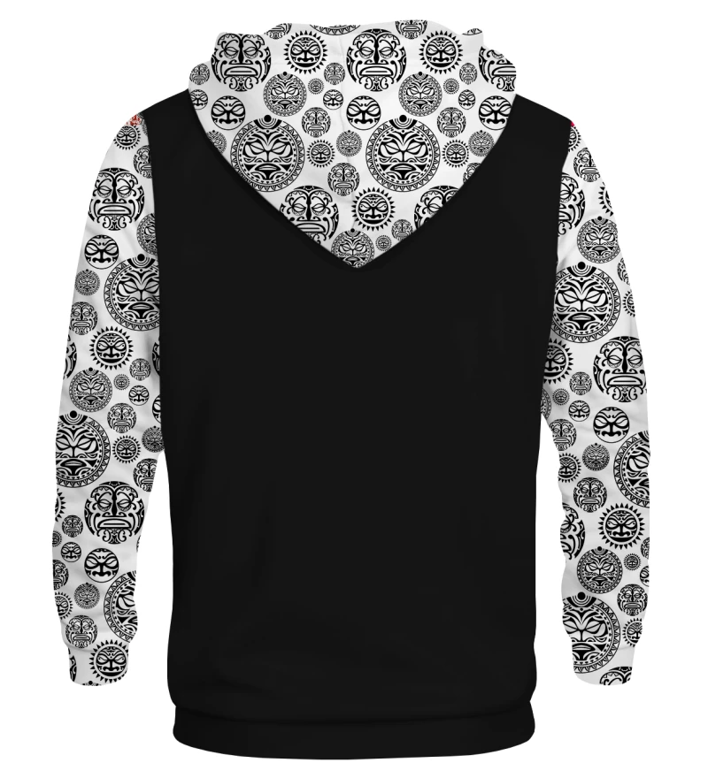 Polynesian Pattern black Cotton hoodie