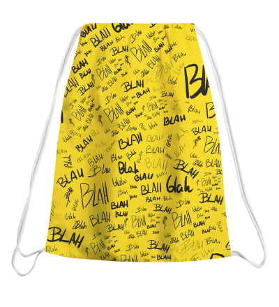 Blah blah blah yellow drawstring bag
