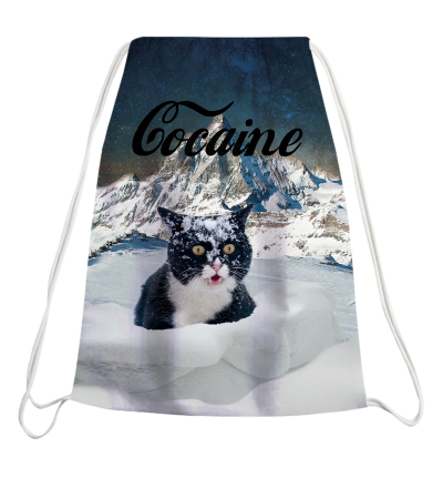Cocaine Cat drawstring bag