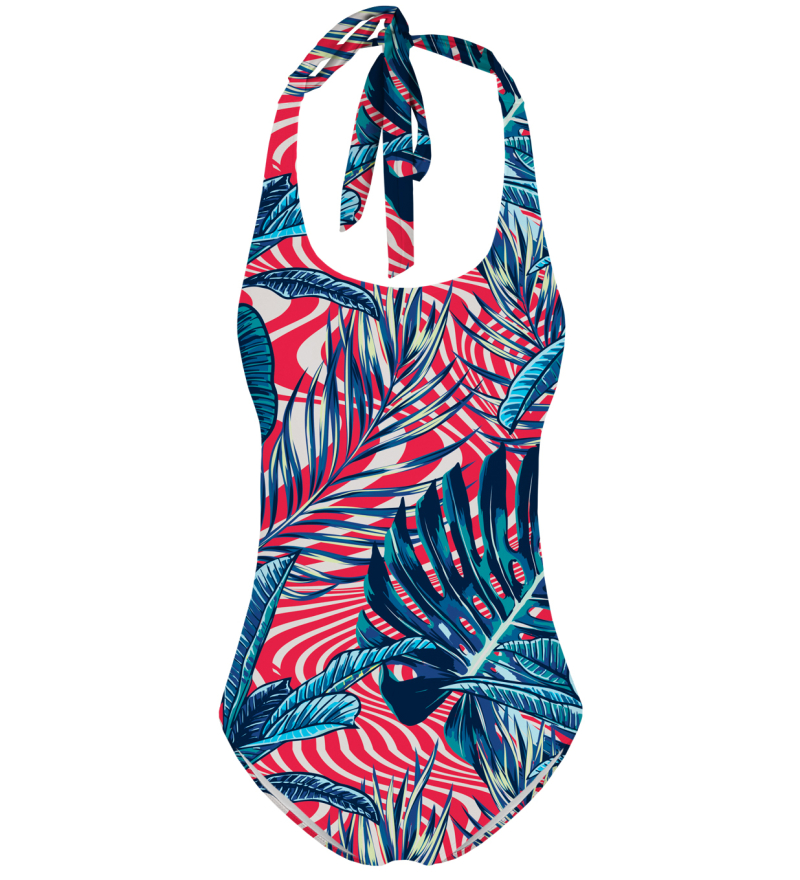 Abstract Flowers Open back swimsuit