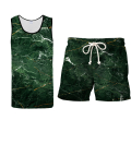 Green Marble beach set, Tank Top+Shorts de bain