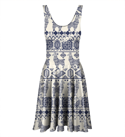 Rozkloszowana sukienka Lama Pattern