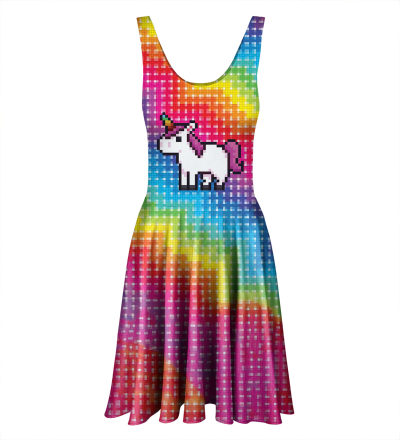 Rozkloszowana sukienka Pixel Unicorn