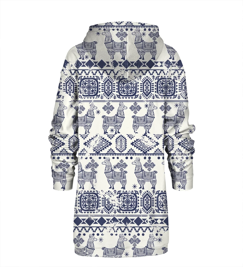Lama Pattern Hoodie Oversize Dress