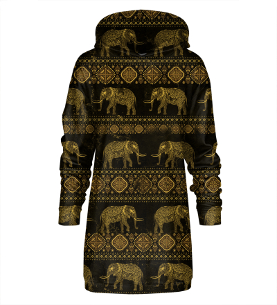 Golden Elephants Hoodie Oversize Dress