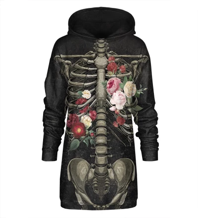 Sukienka oversize z kapturem Floral Skeleton