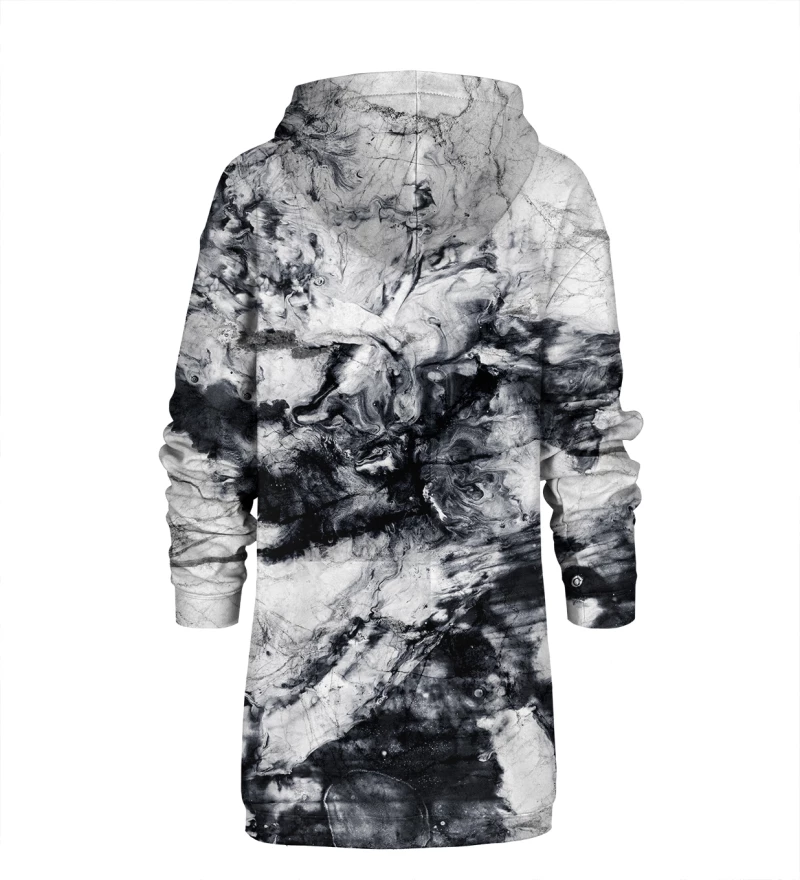 White Marble Hoodie Oversize Dress
