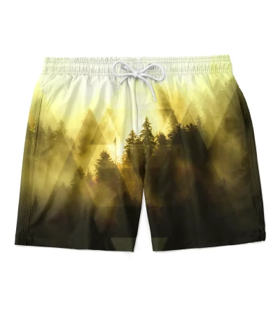 Symmetrical Yellow Forest swim shorts
