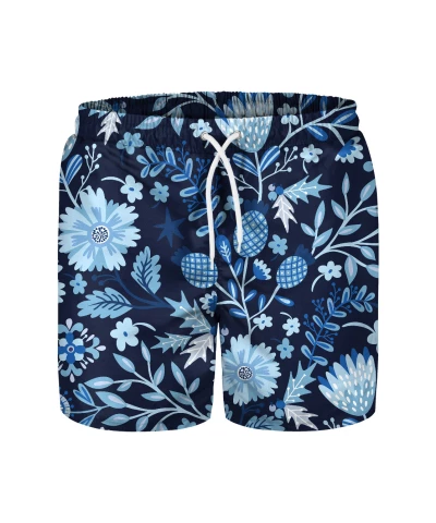 BLUE WINTER FLOWERS Swim Shorts