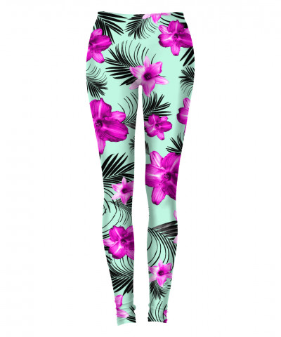 Legginsy TROPICAL FLOWERS PALM LEAVES