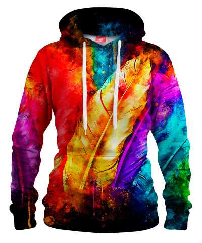 Damska bluza z kapturem COLORFUL BIRD FEATHERS