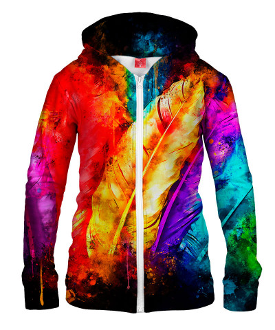 Damska bluza z zamkiem COLORFUL BIRD FEATHERS