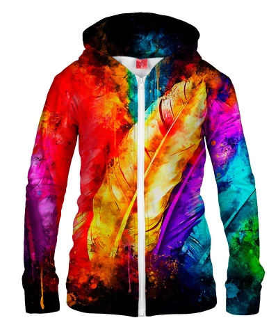 COLORFUL BIRD FEATHERS Womens Hoodie Zip Up
