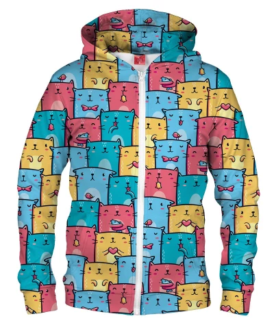 COLORFUL CATS PATTERN Hoodie Zip Up