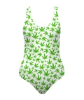 WEED PATTERN WHITE Swimsuit