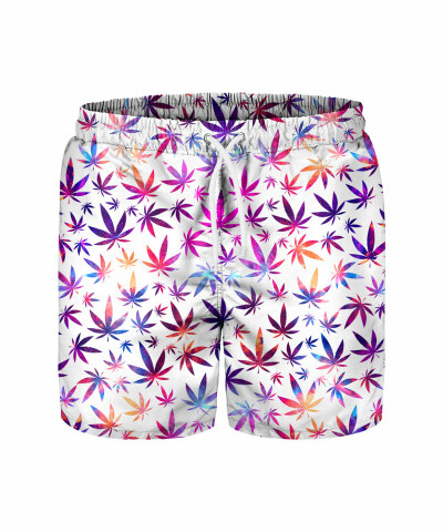WEED PATTERN WHITE Swim Shorts - BonkersCo Official Store