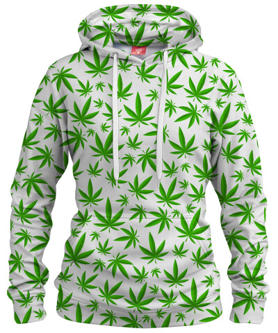 Damska bluza z kapturem WEED PATTERN WHITE