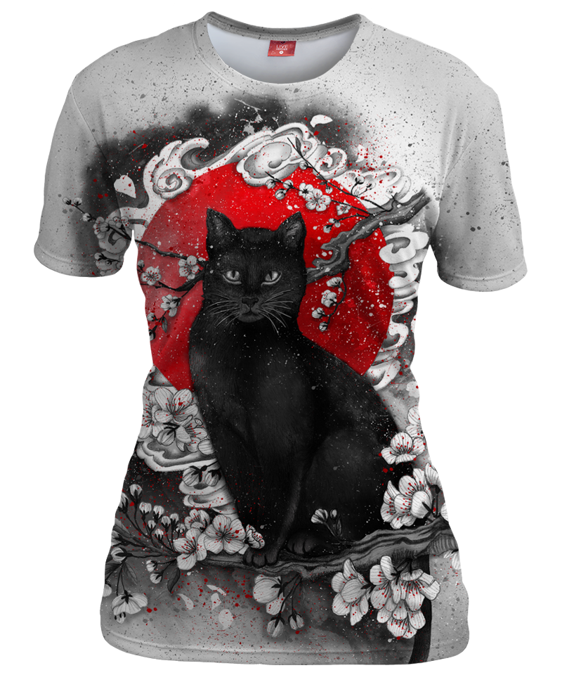 Black cat womens t shirt Clearance