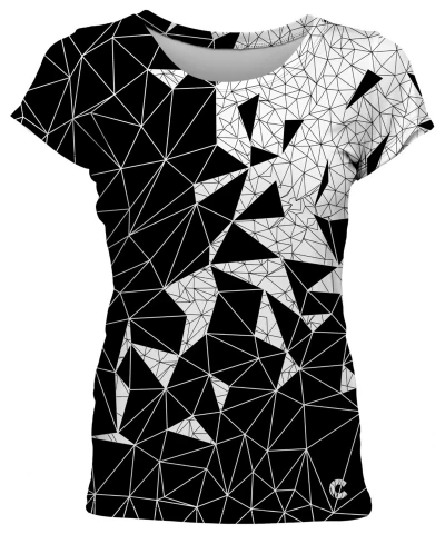 Czarno-biała koszulka z okrągłym dekoltem