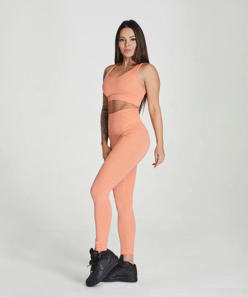 Brzoskwiniowo-pomarańczowe legginsy bezszwowe Model One 3