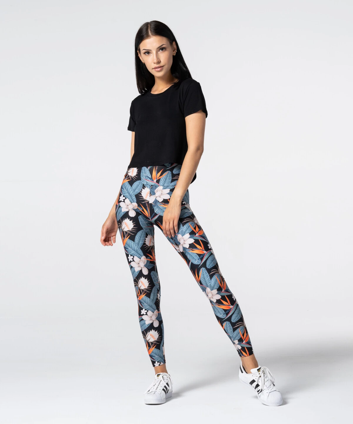 Black Tropical Highwaist Printed Leggings - Carpatree