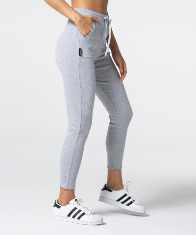 Women's Grey Rib Sweatpants 1