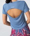 Women's Blue Open Back T-shirt 5