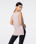 Women's Pink Slit Sleevelees T-shirt 2
