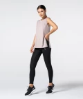 Women's Pink Slit Sleevelees T-shirt 5