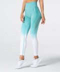 Legginsy bezszwowe Phase, Biało-turkusowe ombre