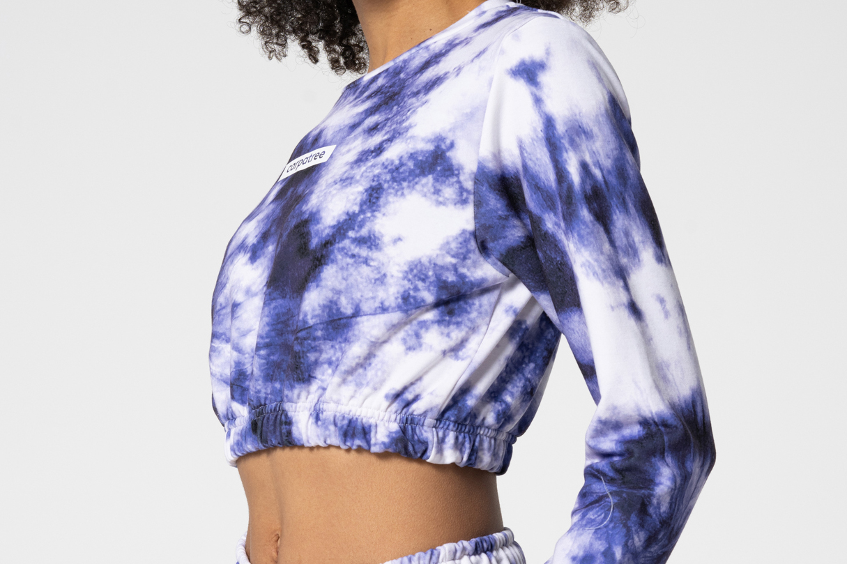 Casual Black Cropped Tie Dye Juniper Sweatshirt Carpatree