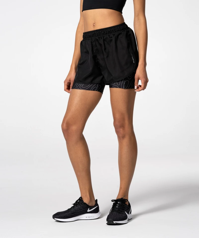 Black Pocket Shorts with print for women
